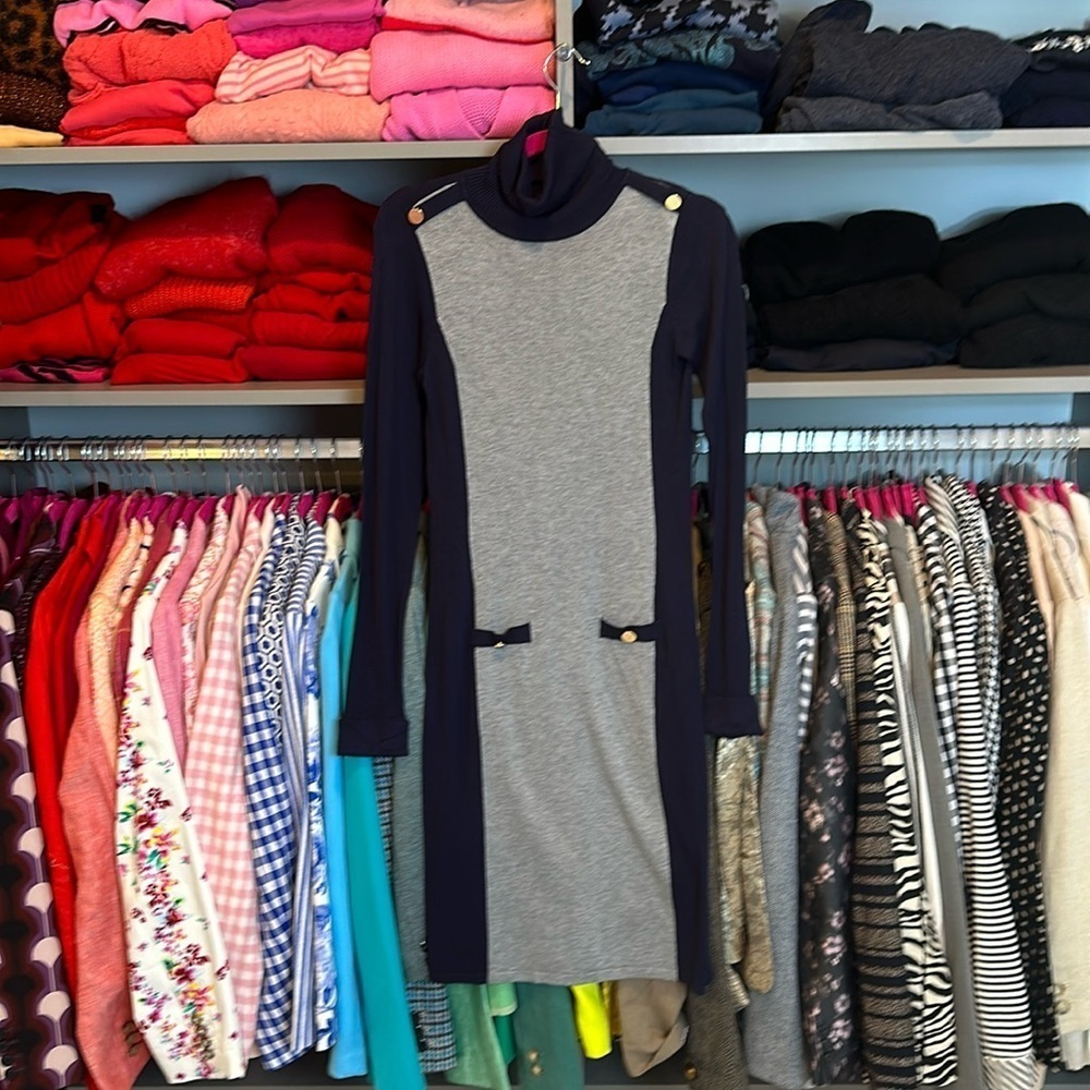 The Limited navy/gray long sleeve sweater dress size XS